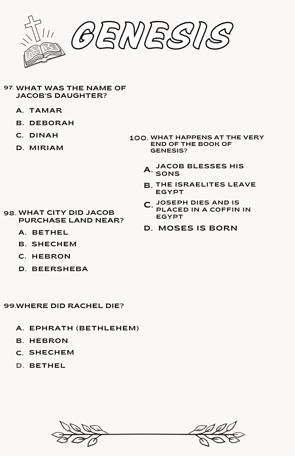 Bible Trivia Activity Book- Genesis