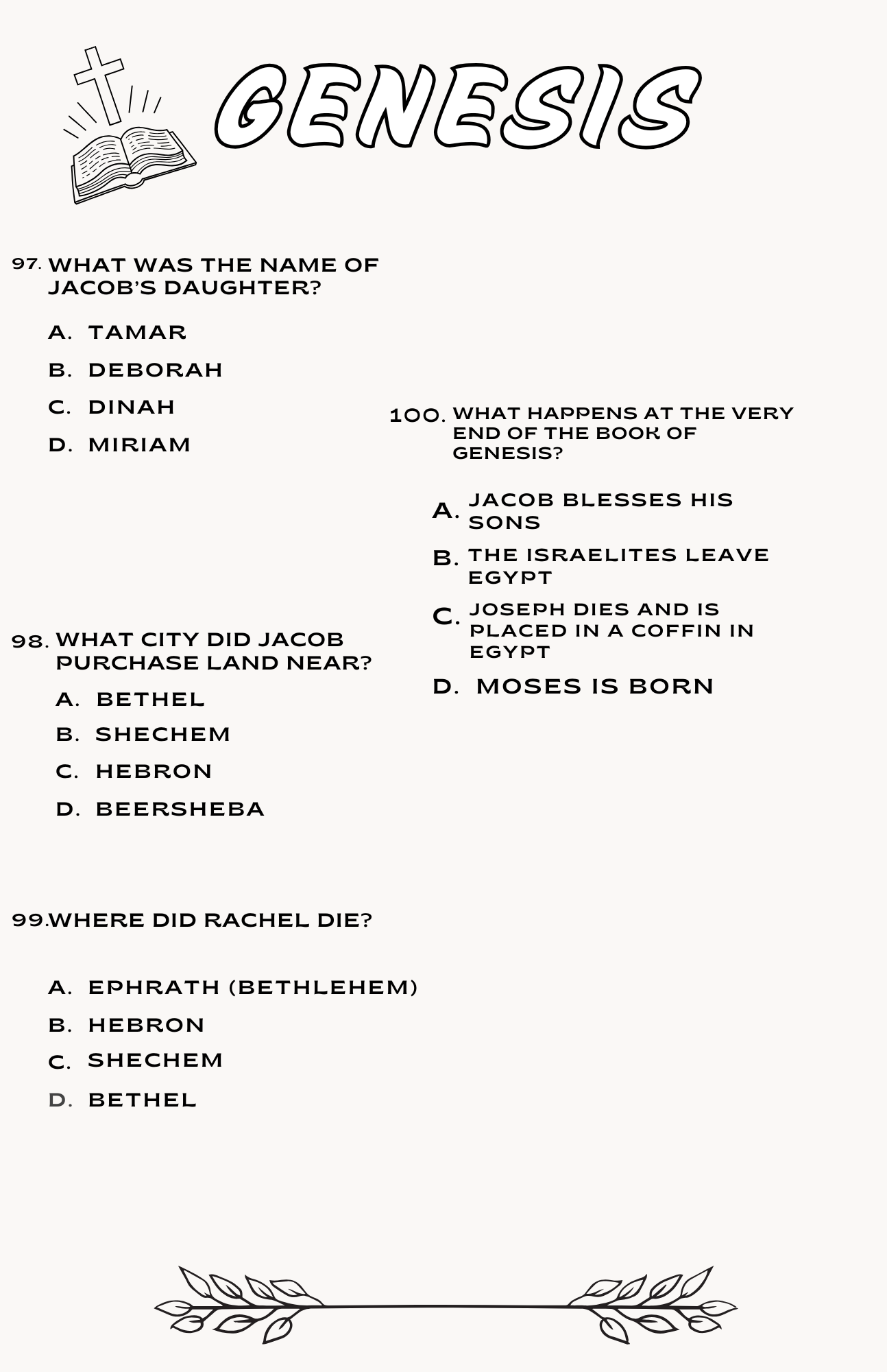 Bible Trivia Activity Book- Genesis