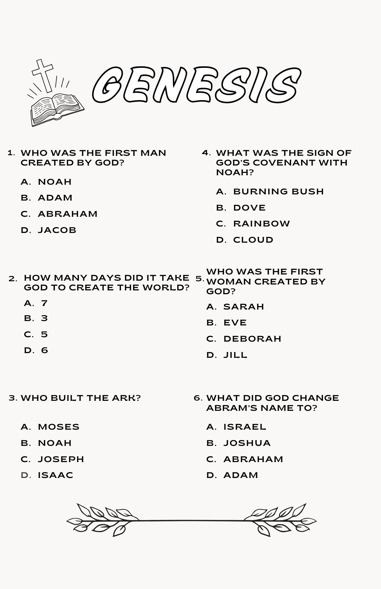 Bible Trivia Activity Book- Genesis